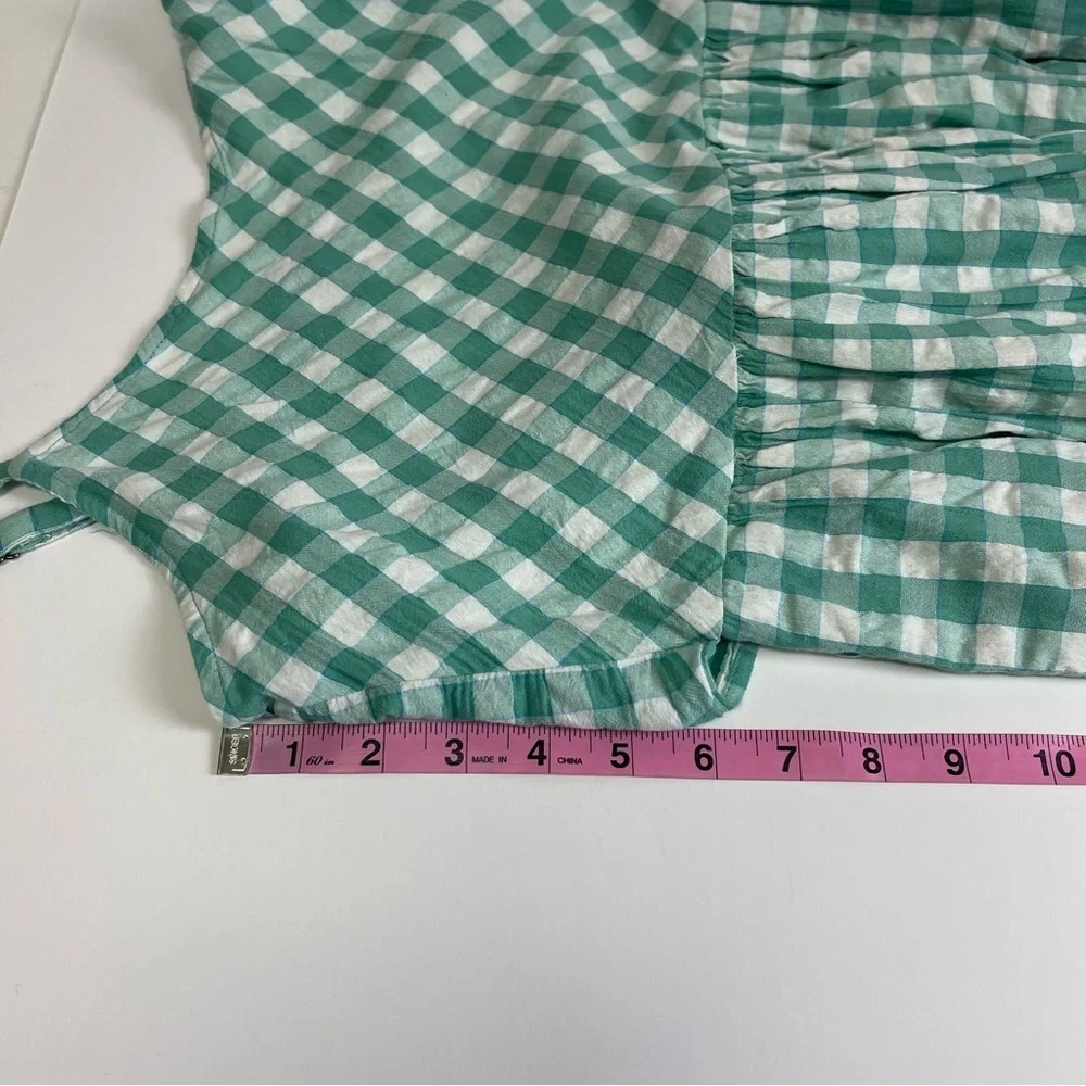 NEW Nordstrom Jumpsuit Womens XS Green White Gingham Sleeveless Tie Back NWOT - Picture 12 of 15